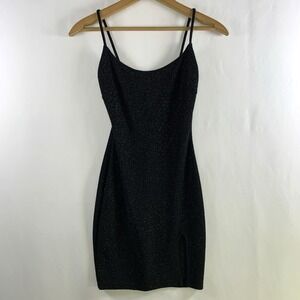 Windsor Womens Sparkly‎ Scoop Neck Bodycon Mini Dress XS Black Y2K Club Party